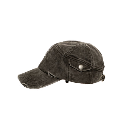 12-PANEL CAP IN WASHED BLACK